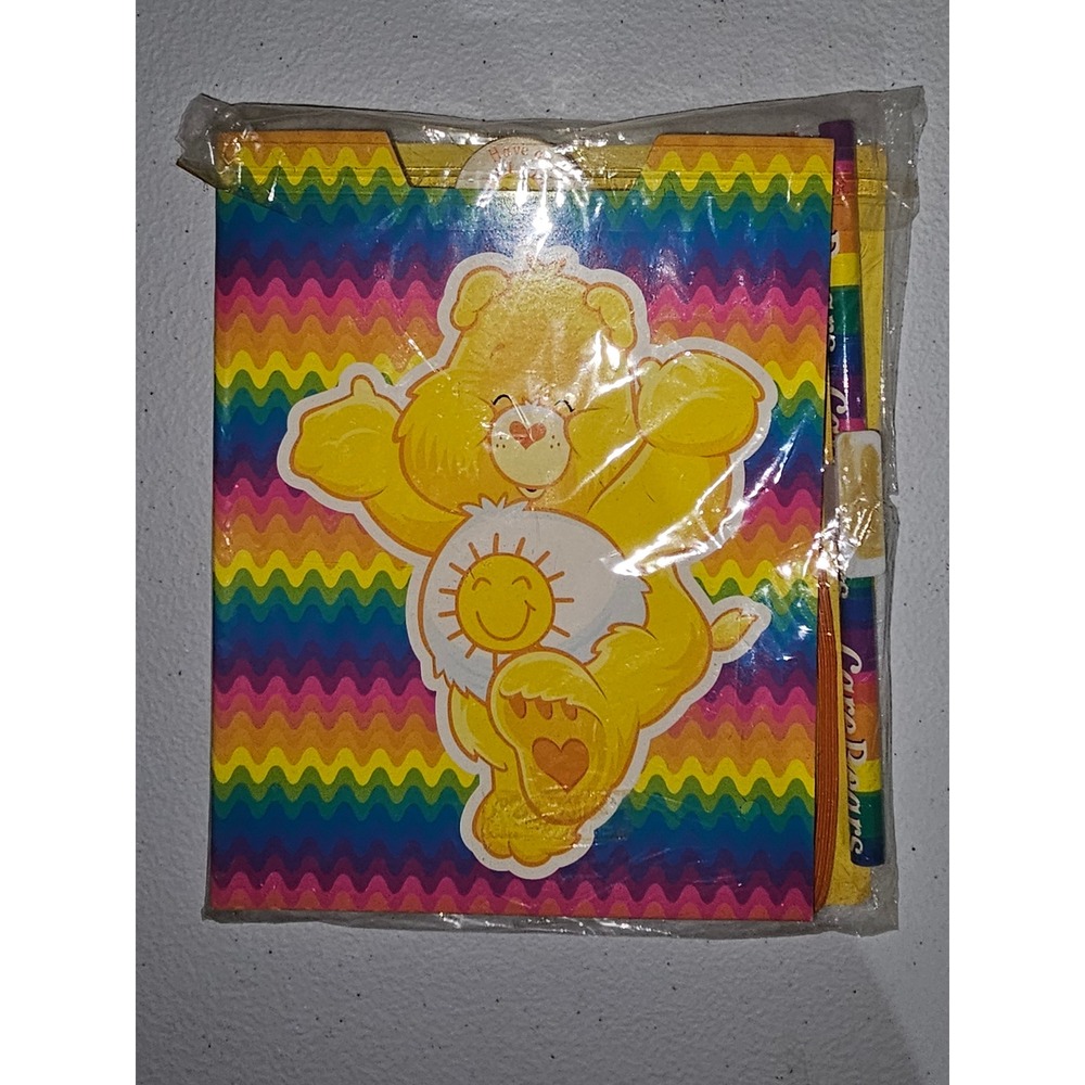 Vintage 2003 Care Bears Funshine Bear Stationary Set‎ Folder Notepad Pencil New